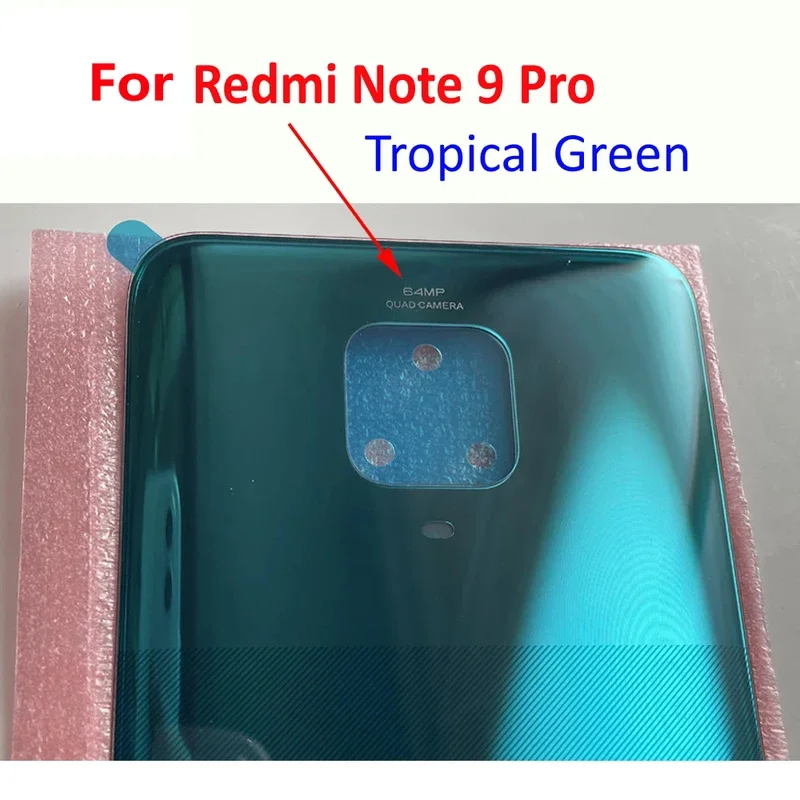 Battery Back Cover Housing  For  Redmi Note 9S Note 9 Pro Glass Panel Rear Case with Adhesive Note9Pro