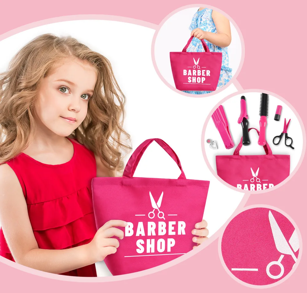 Conjunto de Brinquedos de Salão de Beleza para Meninas, Mta de Estilização Portátil com Ferramentas e Extensões de Cabelo ...