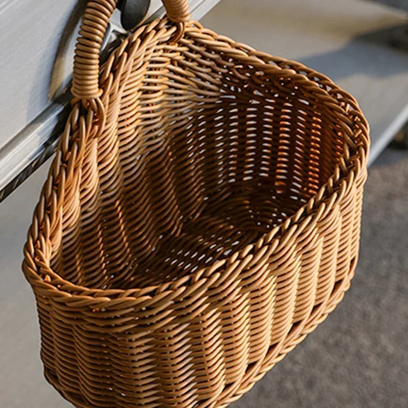 Handgewebter Hängender Rattan-Aufbewahrungskorb Weihnachtliche Wanddekoration Organizer für Küche Bad Kinderzimmer Schrank Café Blumentopf – Detail 12