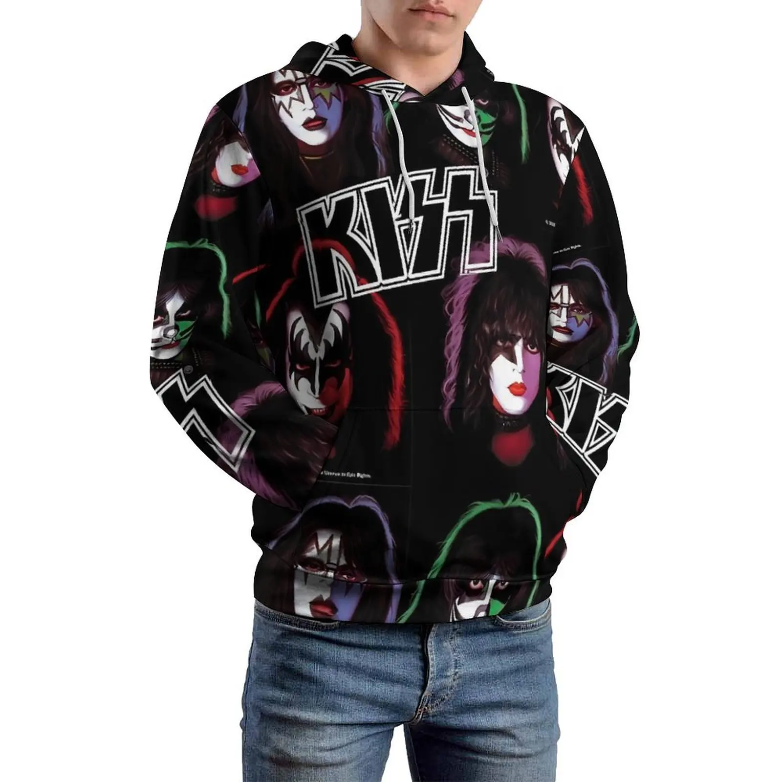 

Kiss Band Group Casual Hoodies Rock Band Loose Hoodie Man Long Sleeve Aesthetic Graphic Hooded Sweatshirts Birthday Present