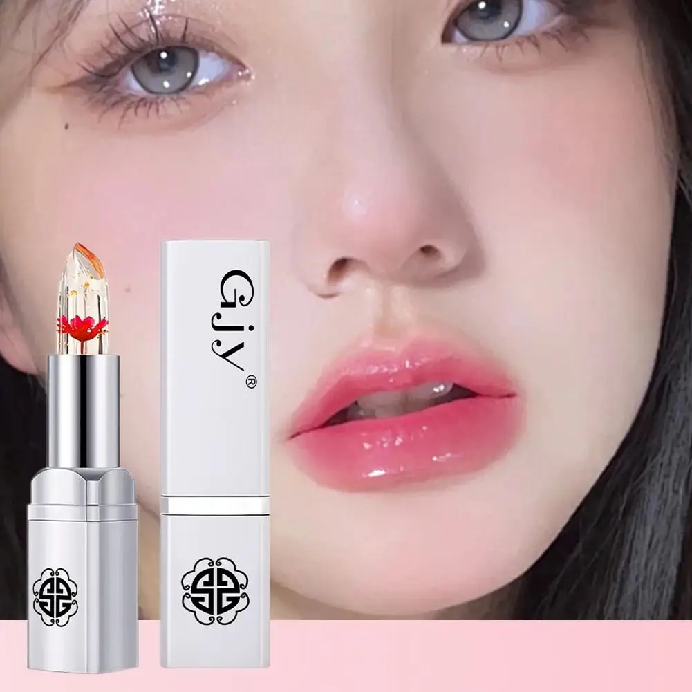Jelly Flower Lipstick Makeup Temperature Changed Colorful Blam Stick Gloss Pink Moisturizer Lip Transparent Long-lasting Li H0E1