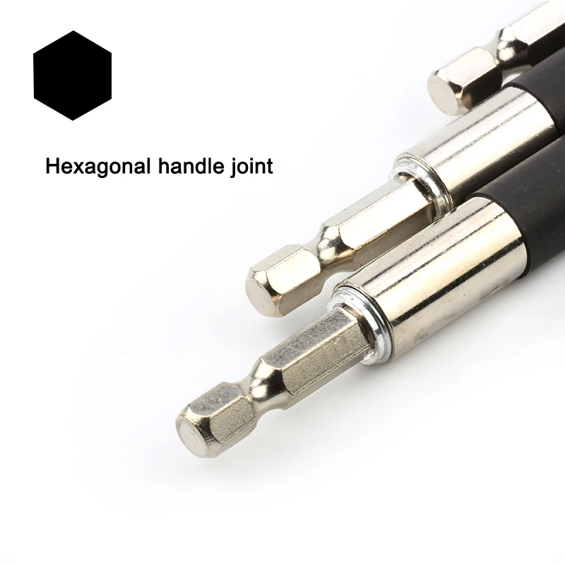 80mm/120mm/140mm 3PC Black Telescopic Extension Rod Extension Rod Hexagonal Handle Joint Sleeve Extension Rod Tool Set