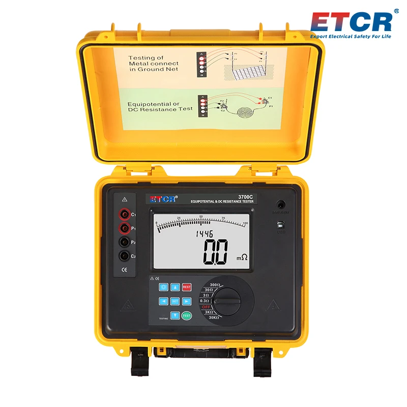 ETCR3700 ETCR3700C Intelligent Equipotential Tester IP65 Handheld Winding Dc Low Resistance Meter 1mΩ~30.0kΩ Test Current