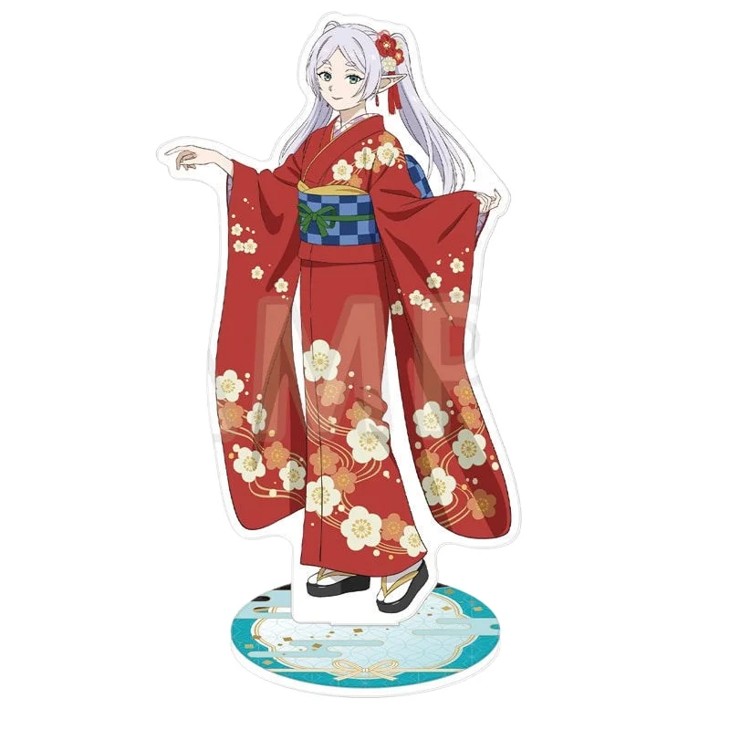 14 سنتيمتر/5.51in فريرين: ما وراء نهاية الرحلة توهو الذكرى العاشرة AJ2025 كيمونو الاكريليك حامل شاشة لسطح المكتب مروحة هدية فتاة اللعب