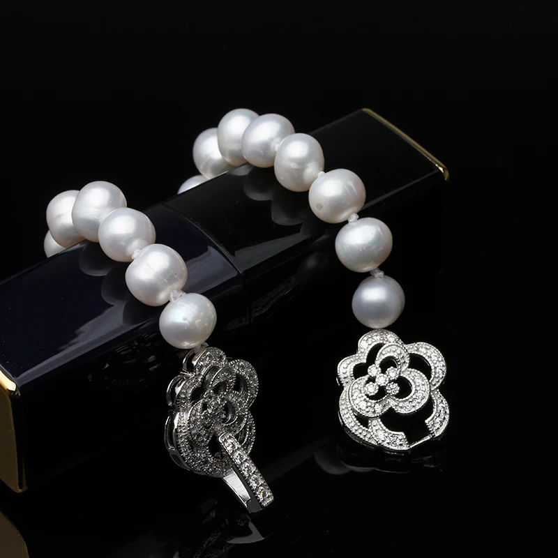 Natural Freshwater Pearl Bracelet For Women,Real Pearl Strand Bracelet Wedding Bride Present Pulseras Plata 925 Para Mujer