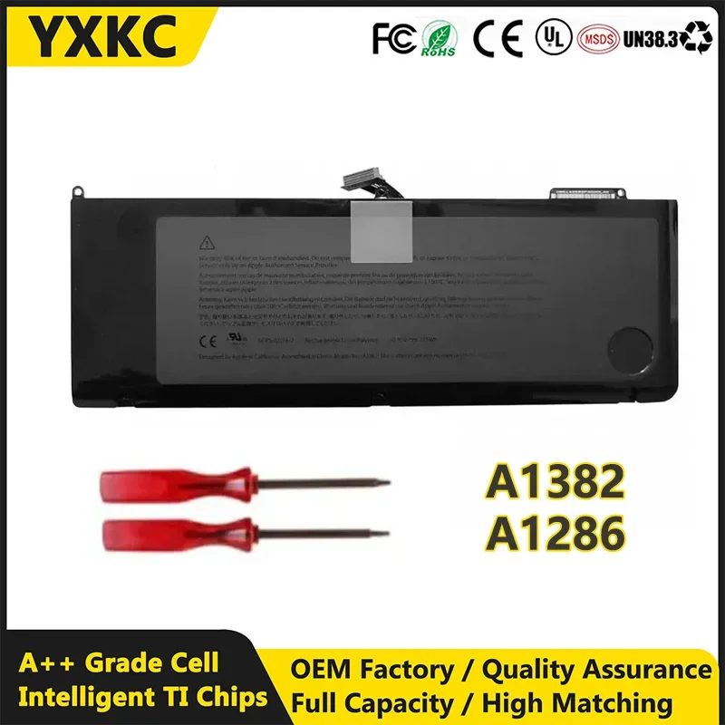 Replacement Laptop Battery 10.95V 77.5W YB1382 A1382 for Apple Macbook Air Pro A1382 A1286 MC721 MC723 MC322 MC318 MD103 MD104