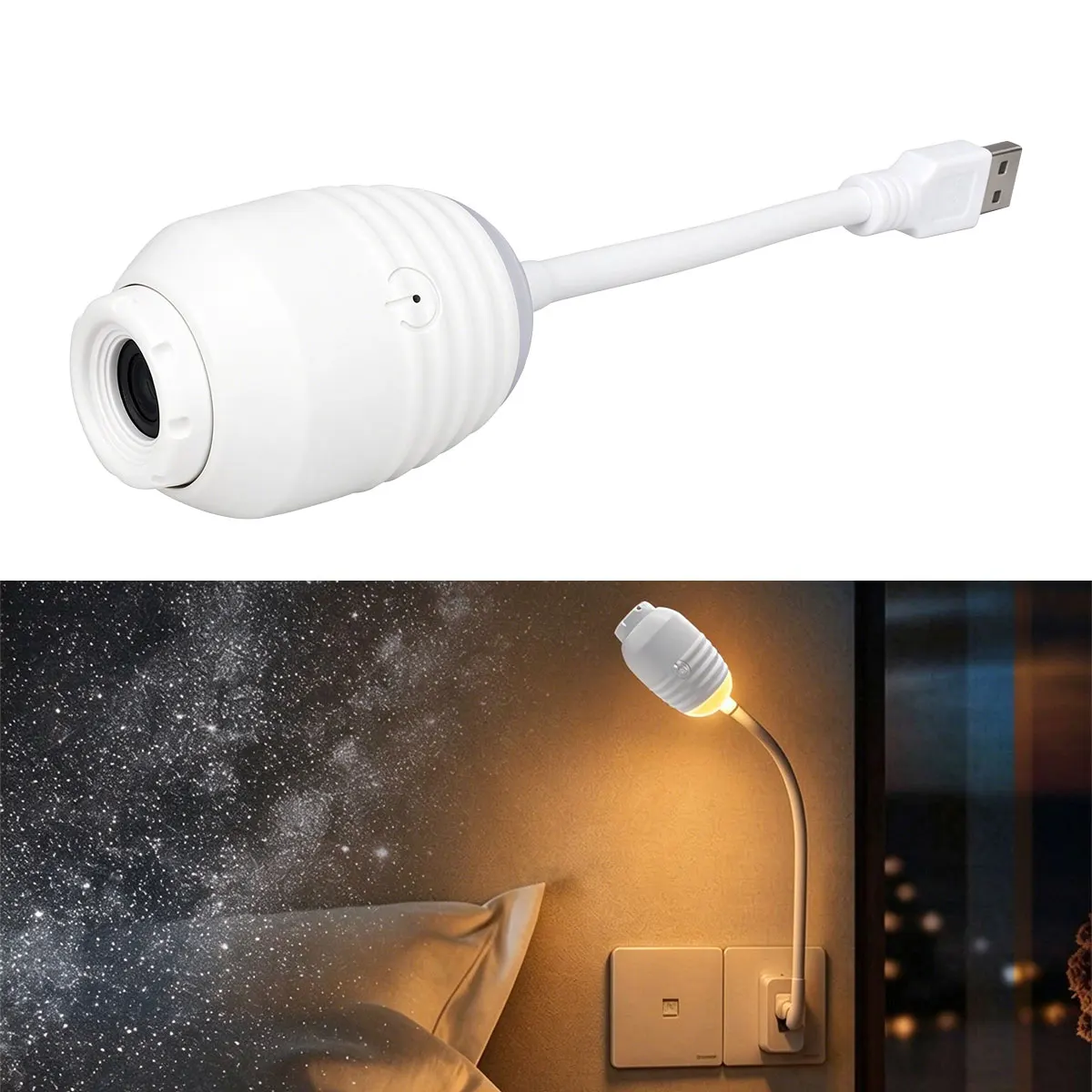 360° Adjustable USB Starry Sky Projector Night Light Halloween Moon Galaxy Atmosphere Lamp for Wall Ceiling Romantic Decor Light