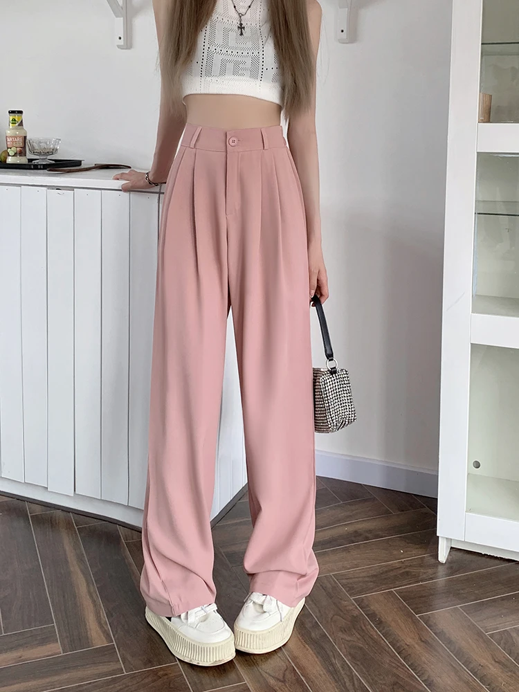 Jmprs Simple Women Suit Pants Casual Elastic High Waist Summer Korean Office Ladies Trousers Fashion Solid Female Pants