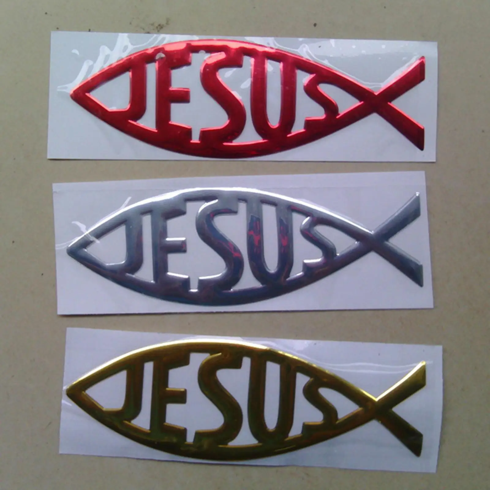 Waterproof Car Jesus Decal 3D Fish Emblem Soft PVC Chrome Sticker Easy Installation for Vehicles Laptops