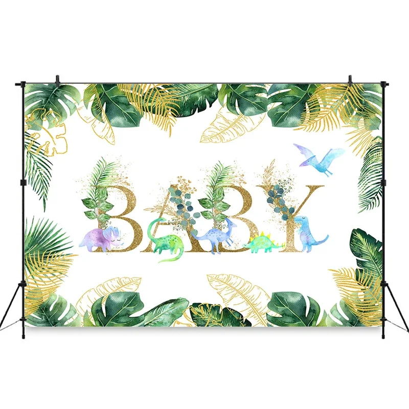 Mocsicka Hello Baby Shower украшение для дня рождения фон для фотосъемки зеленый лист динозавр реквизит фон студийная фотобудка