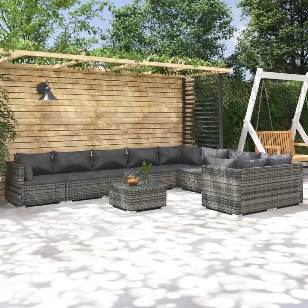 

Garden Lounge Set Grey Outdoor Furniture Cushioned Seating Comfortable Sofa Set for Backyard Relaxation