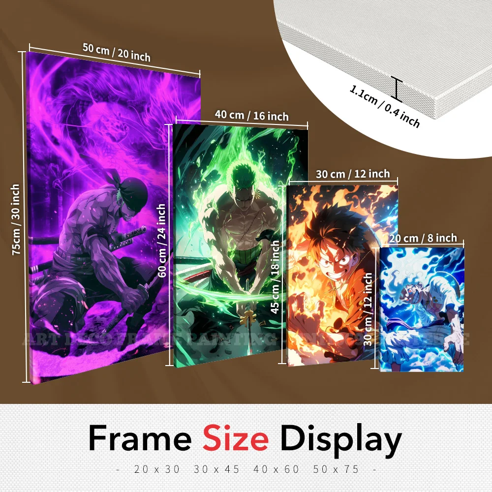 Lukisan Kanvas Dekorasi Rumah One Piece 1 Buah Gambar Dekorasi Anime dengan Bingkai Poster Cetak Karya Seni Dinding untuk Mural Ruang Tamu