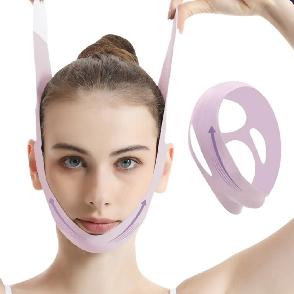 携帯用通気性フェイスリフティングベルト V字型 再利用可能 二重あご軽減 冷却フェイススカルプティング スリープマスク 女性用