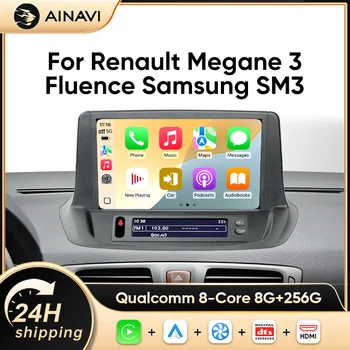 Reproductor Multimedia Ainavi Android para coche, Radio para Renault Megane 3 RS Fluence Samsung SM3 2008-2016, Carplay inalámbrico, Android Auto, DSP, 4G, navegación GPS, pantalla táctil, Bluetooth, FM, USB, estéreo para coche 1
