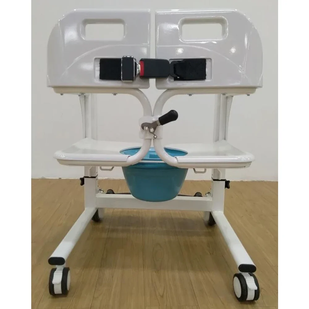 medical disabled Manual waterproof shower commode seat transfer wheelchair,ambulance trolley transport machine patient toilet