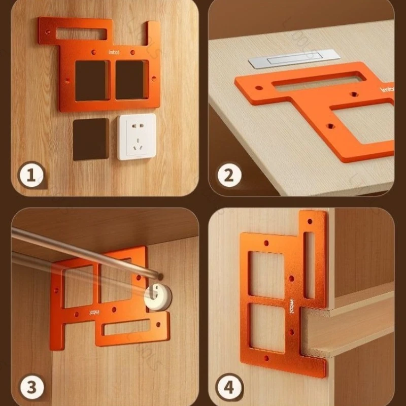 Switch Socket Positioning Slotted Bottom Plate Woodworking 5in1 Multifunctional Opening Die  Woodworkers Grooving Auxiliary Tool