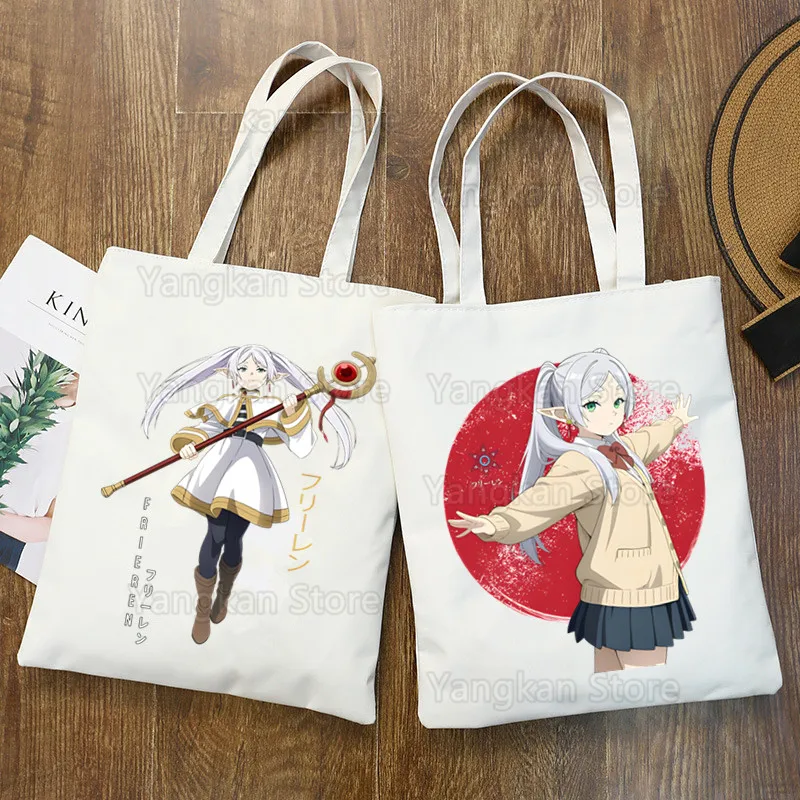 

Frieren Beyond Journey's End Shopping Bag Graphic Tote Harajuku Canvas Shoulder Bag Ulzzang Eco Large-Capacity