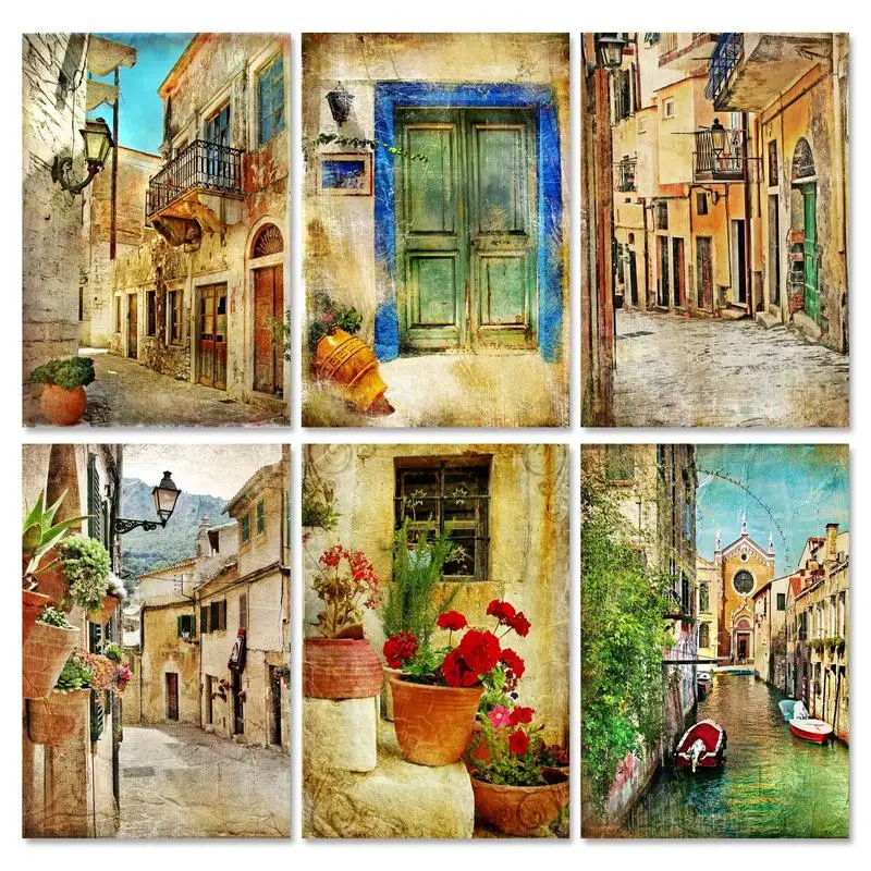 

RUOPOTY Painting By Numbers With Frame Kits Street Landscape Picture By Numbers For Home Decors Handpainted Diy Gift