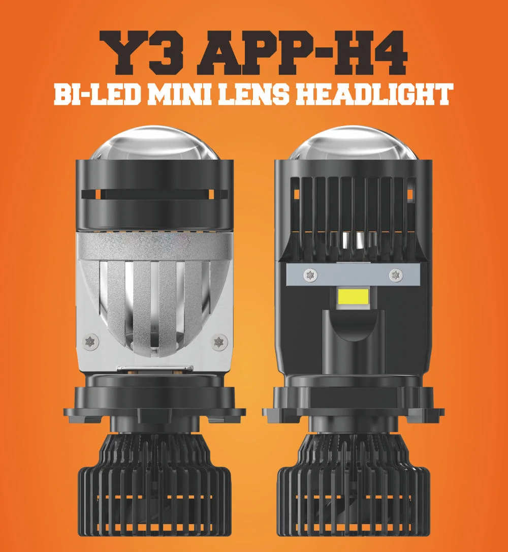 Y3 APP H4 Bi LED Canbus Double Copper Tubes 140W 4575 Chips Car Led Headlight H4 LED 3000K-6000K  Mini Lens Projector Headlight