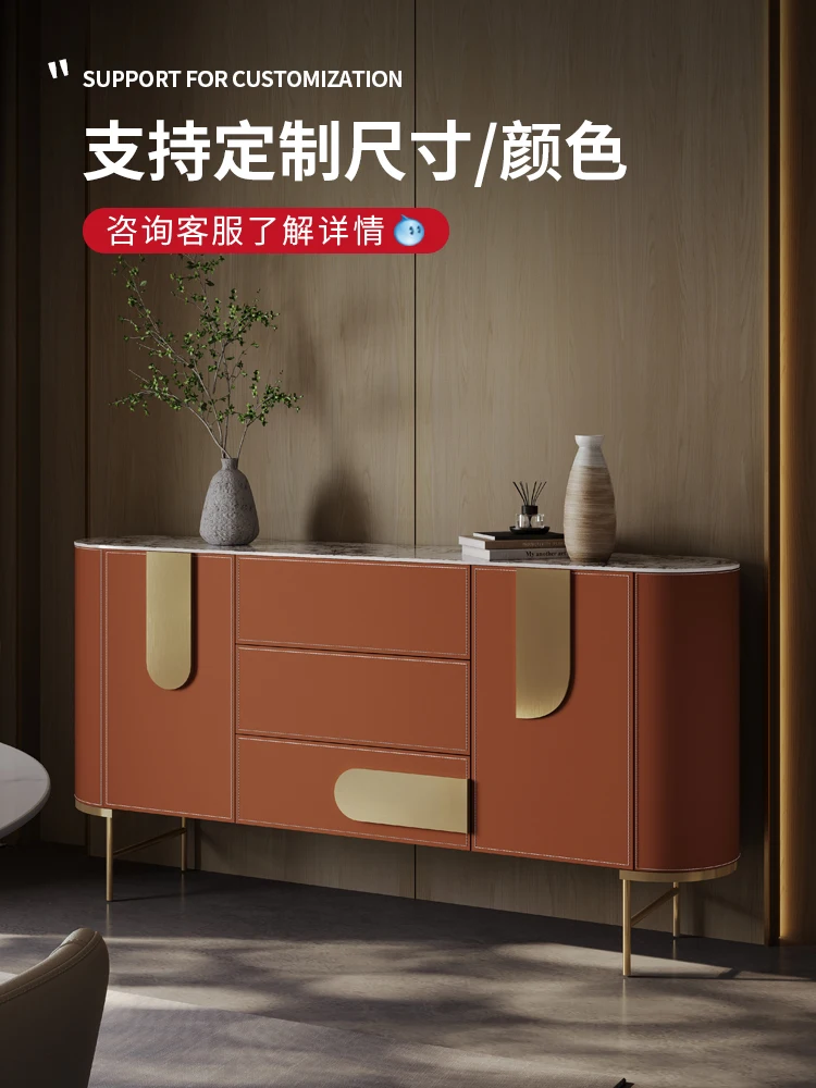 

Итальянский светлый роскошный обеденный боковой шкаф, седельная кожаная каменная плита, секретный шкаф, перегородка для гостиной, прихожая