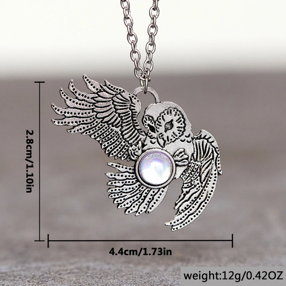 Vintage Owl Moonstone Pendant Necklace for Women Retro Personalized Collar Choker Charms Chain Party Accessories Jewelry Gifts