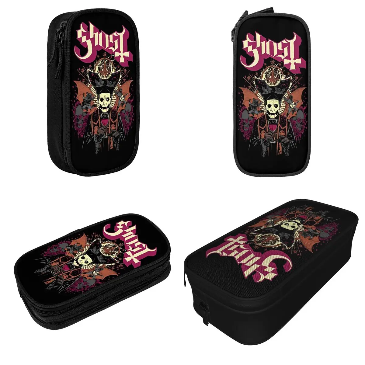 Heavy Metal Ghost Band Pencil Case New Rock Music Pen Holder Bag Girls Boys Large Storage School Supplies Cosmetic Pencilcases