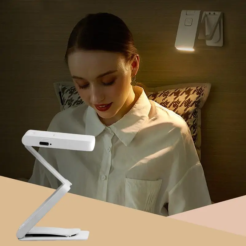 Clip-On LED Reading Light Rechargeable Clip-On Booklight Eye-Care LED Bookmark Lamp Foldable Reading Lamp For Book Lovers Adults