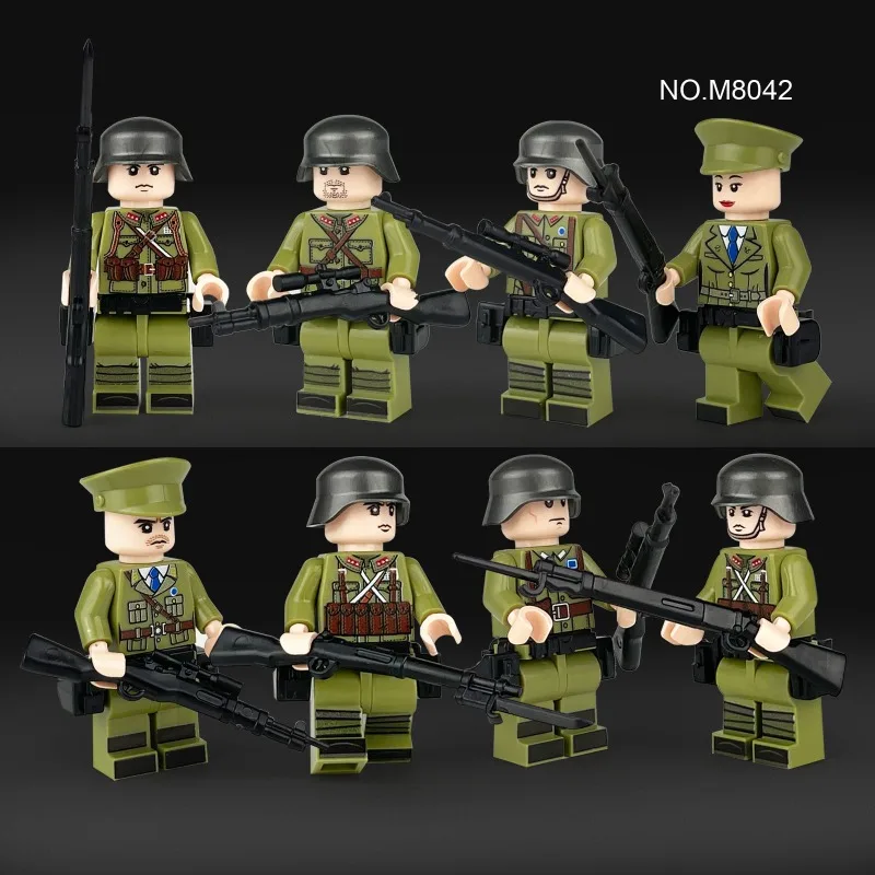 M8042 military series officers, soldiers, soldiers, building blocks, dolls, weapons pieces, gun boxes, model boys\' toys.