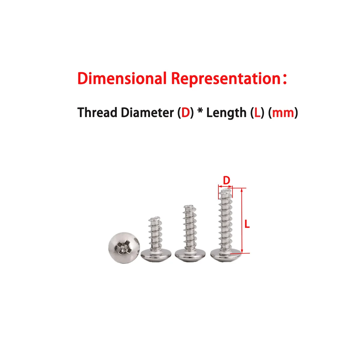 304 Stainless Steel Large Flat Head Flat Tail Self Tapping Bolt M3M3.5M4M5