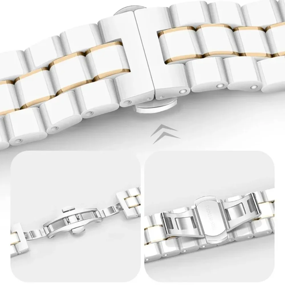 18mm Ceramic+Metal Strap for Huawei GT7-6-5-4 41mm GT5 Pro 42mm Woman Watchband for OPPO Watch X3 Mini Garmin Venu 4 41mm Correa