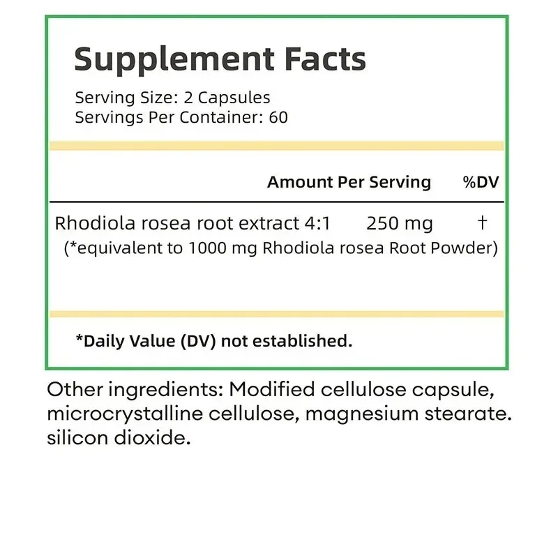 Rhodiola Rosea Capsules - Replenish Energy, Support Cardiovascular and Brain Health, Increases Muscle Mass, Maintain Vitality