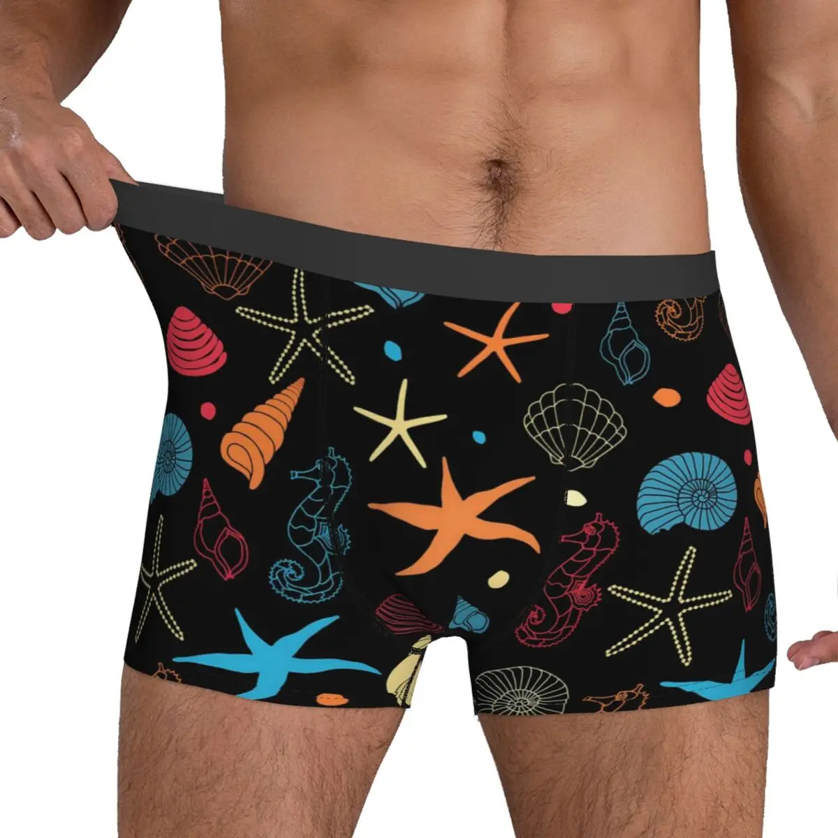 Starfish And Shells Underwear Cute Sea Creatures Comfortable Panties Customs Shorts Briefs Pouch Men Oversize Boxershorts