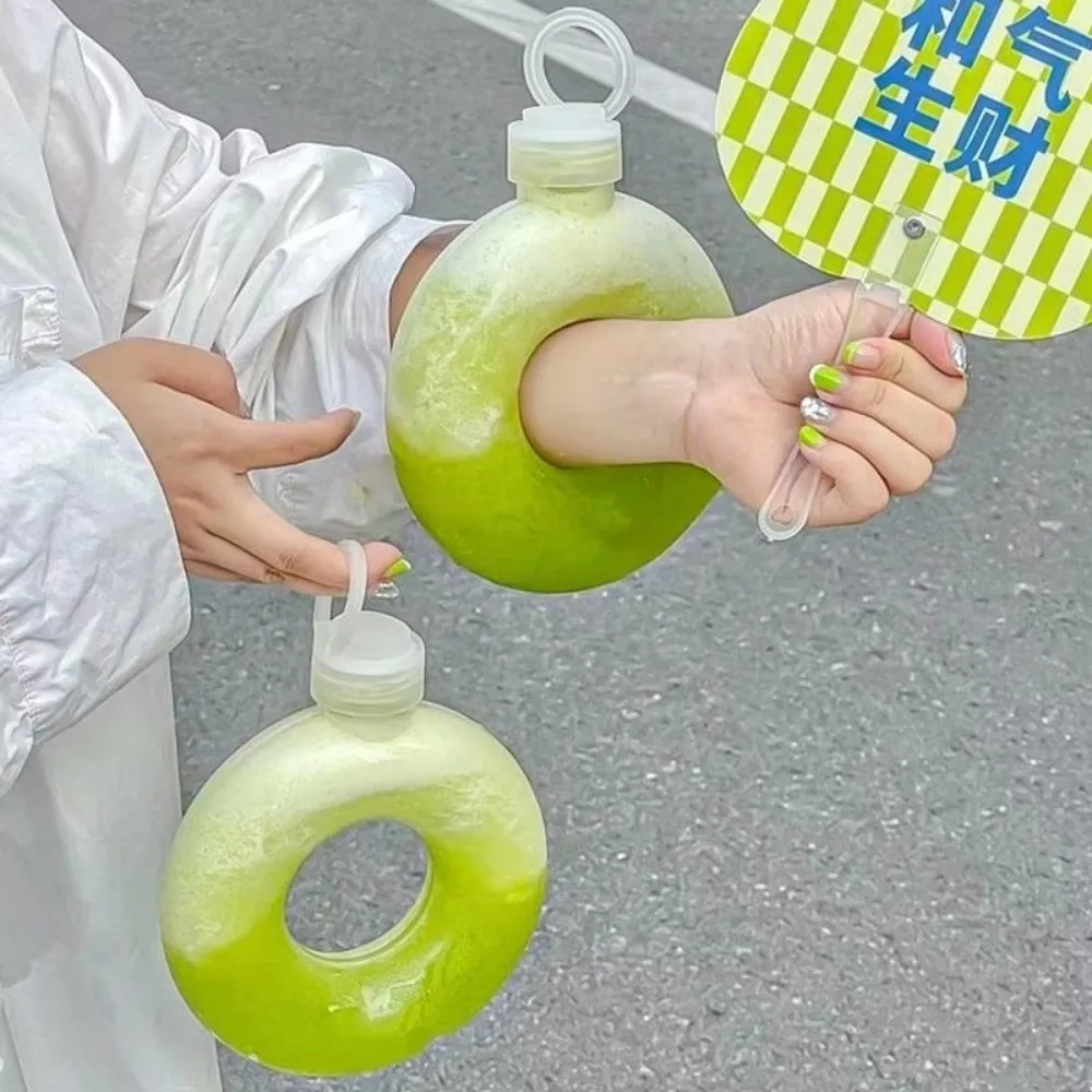 350ML Donut Kids Water Bottle Transparent Travel Drinking Bottle Leak-Proof Anti Fall Sports Water Bottle