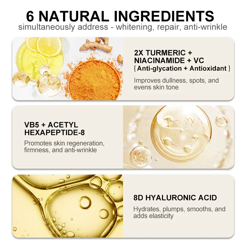 Vitamin C Serum Dark Spot Remover Hyaluronic Acid for Face Collagen Whitening Turmeric Face Serum Facial Skin Care Beauty Health