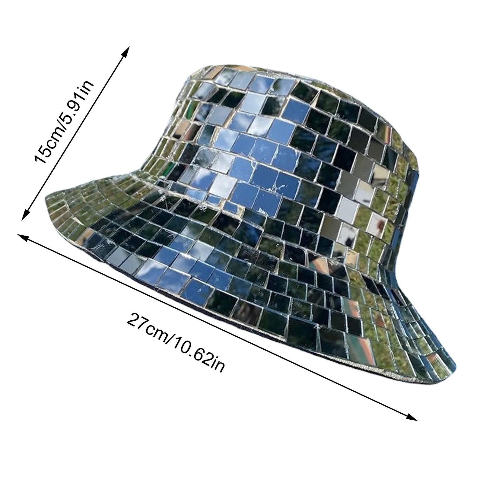 Stunning Disco Ball Hats Glitter Mirror Disco Bucket Hat for DJ Glitter Sequins Bucket Hat Cap for Club Stage Bar Party Dance