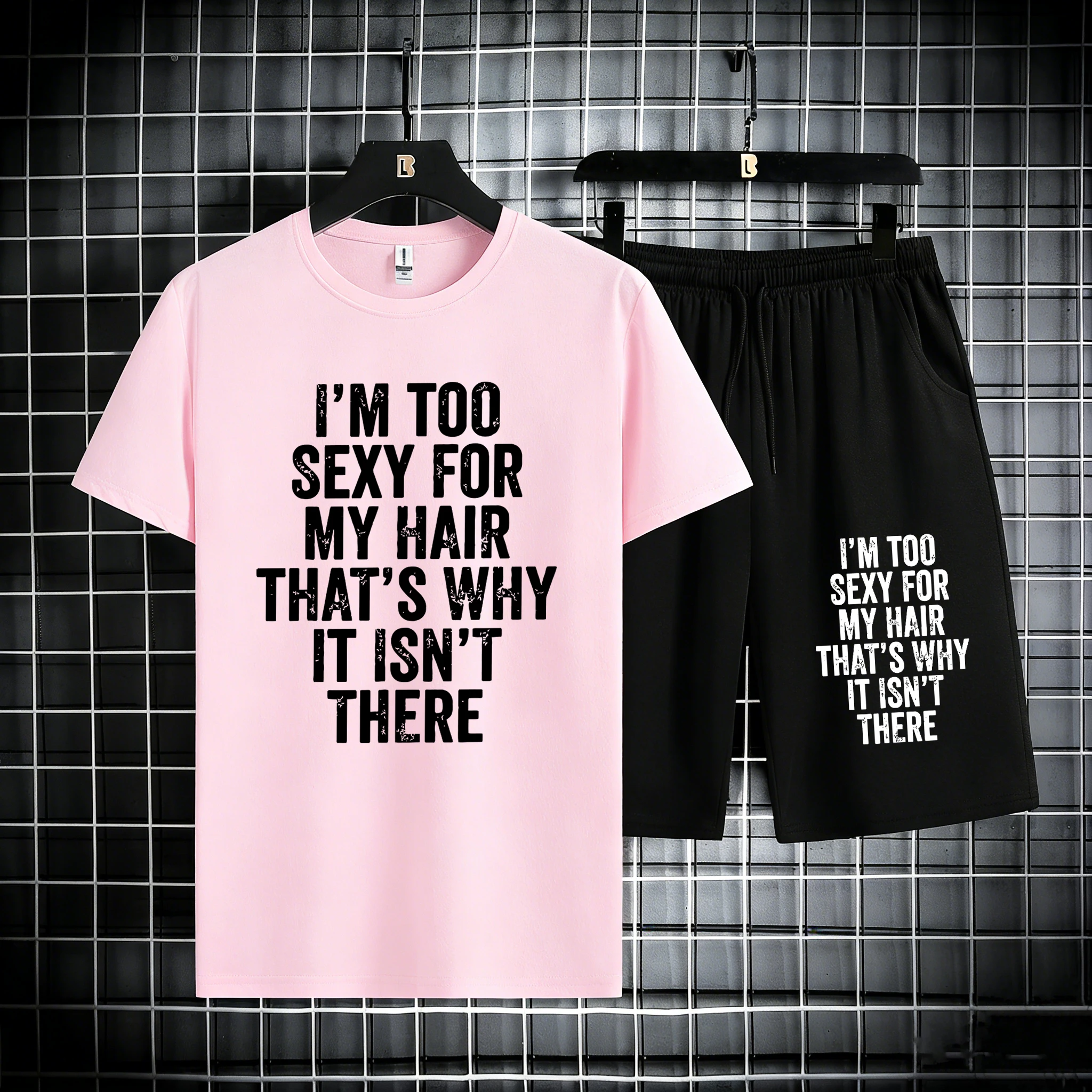 

Too Sexy, So My Hair Is Gone Funny Design Cotton Summer Daily T-Shirt Suit Men Street Loose Sportswear Oversized Gym Shorts