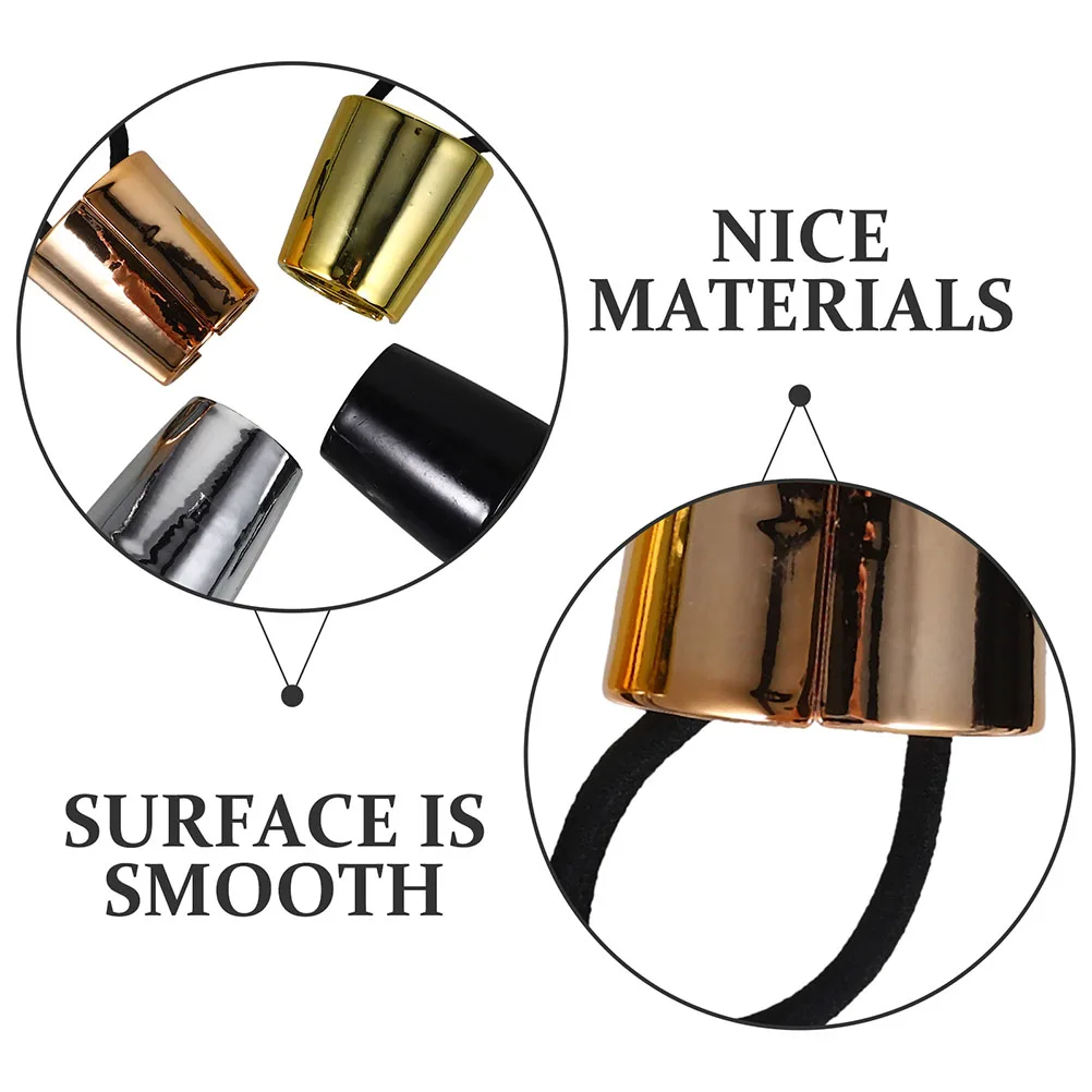 

8 Pcs Ponytail Cuffs Hair Ring Plastic Thick Ties For Women Gold Silver Rose Black Hair Accessories Teen Girls