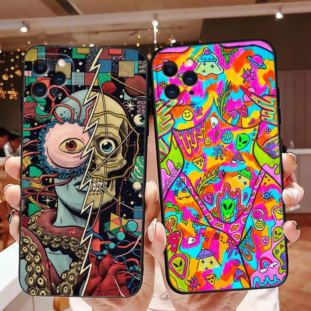 Indie Hippie Art Phone Case For Apple 16 iphone 15 14 13 12 11 Pro XS Max Mini X SE 8 7 Plus Case Capa Shell Carcasa Cover