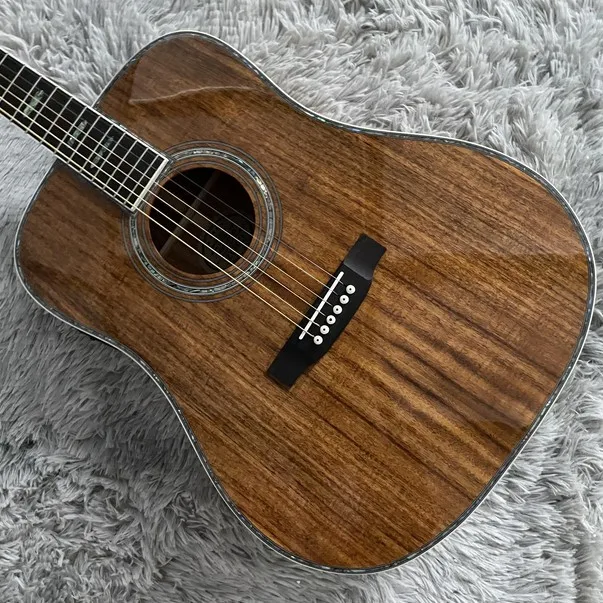 

Новая акустическая гитара 4, коричневые звукосниматели с инкрустацией из морского ушка, костяная гайка