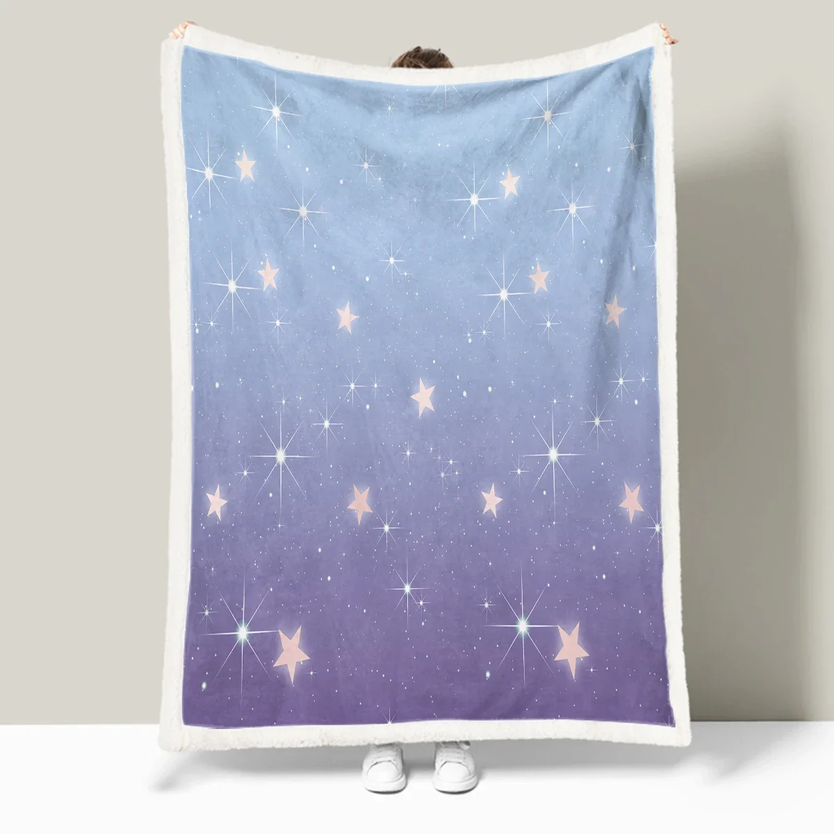 Coperta da tiro con stelle sfumate per adolescenti adulti bambini Glitter coperta Super morbida viola per tutte le stagioni