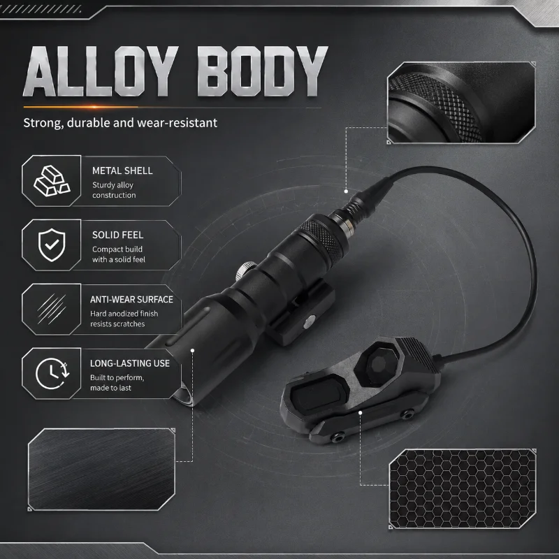 Portable Focus Adjustable Alloy Flashlight with External Button - Hobby Accessory