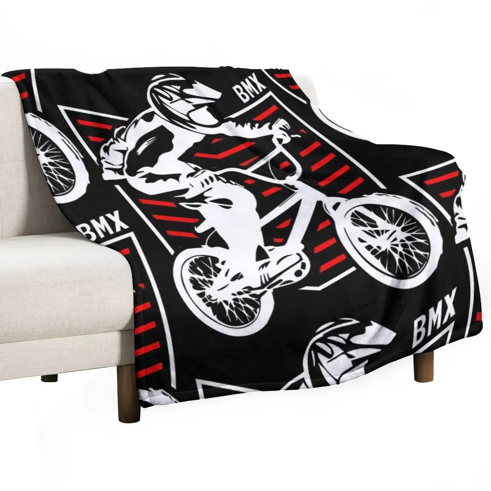 Bmx Apparel Retro Bmx Bike Old School Patch Red Throw Blanket Quilt Personalized Gift Sofa Quilt Blankets