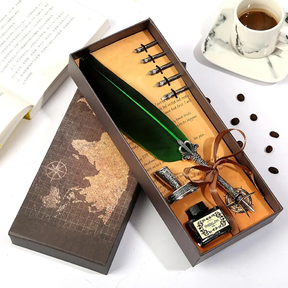 الرجعية خمر الخط ريشة تراجع القلم أقلام حبر الكتابة الحبر مجموعة القرطاسية الإبداعية الريشة القلم لوازم الفن الحرف الهدايا #2