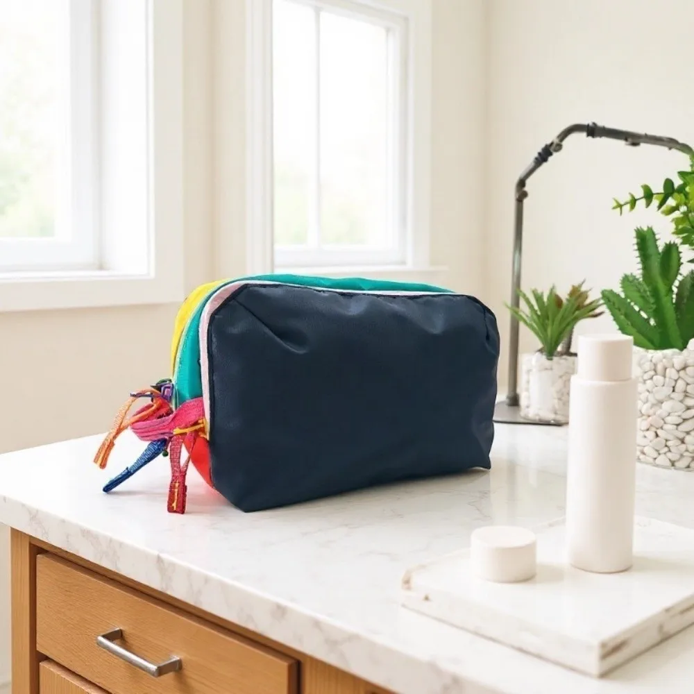 Portable Cosmetic Bag Dopamine-Colored Multi-Layer Toiletry Handbag Multi-Functional Large Capacity Makeup Bag Travel