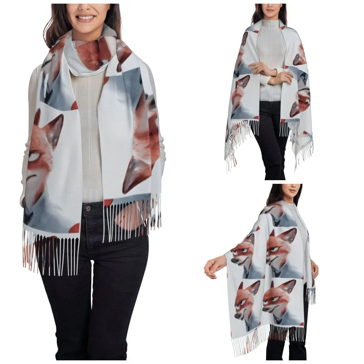 Zootopia Judy And Nick Scarf for Womens Fall Winter Pashmina Shawls and Wrap Long Large Shawl Scarf Lightweight