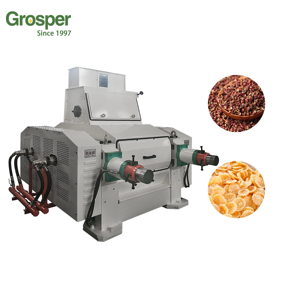 480-560 kg/h precio competitivo máquina de escamas de avena línea de producción de alimentos máquina de escamas de cereales molino de rodillo de escamas de avena de grano
