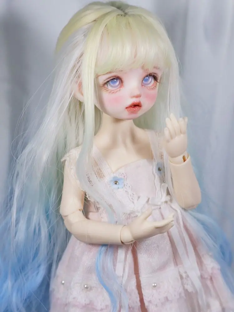 BJD doll wig suitable for 1/3 1/4 1/6 size bjd girl wig cute gradient  highlight dyed curly hair 1/3 wig 1/4 doll accessories