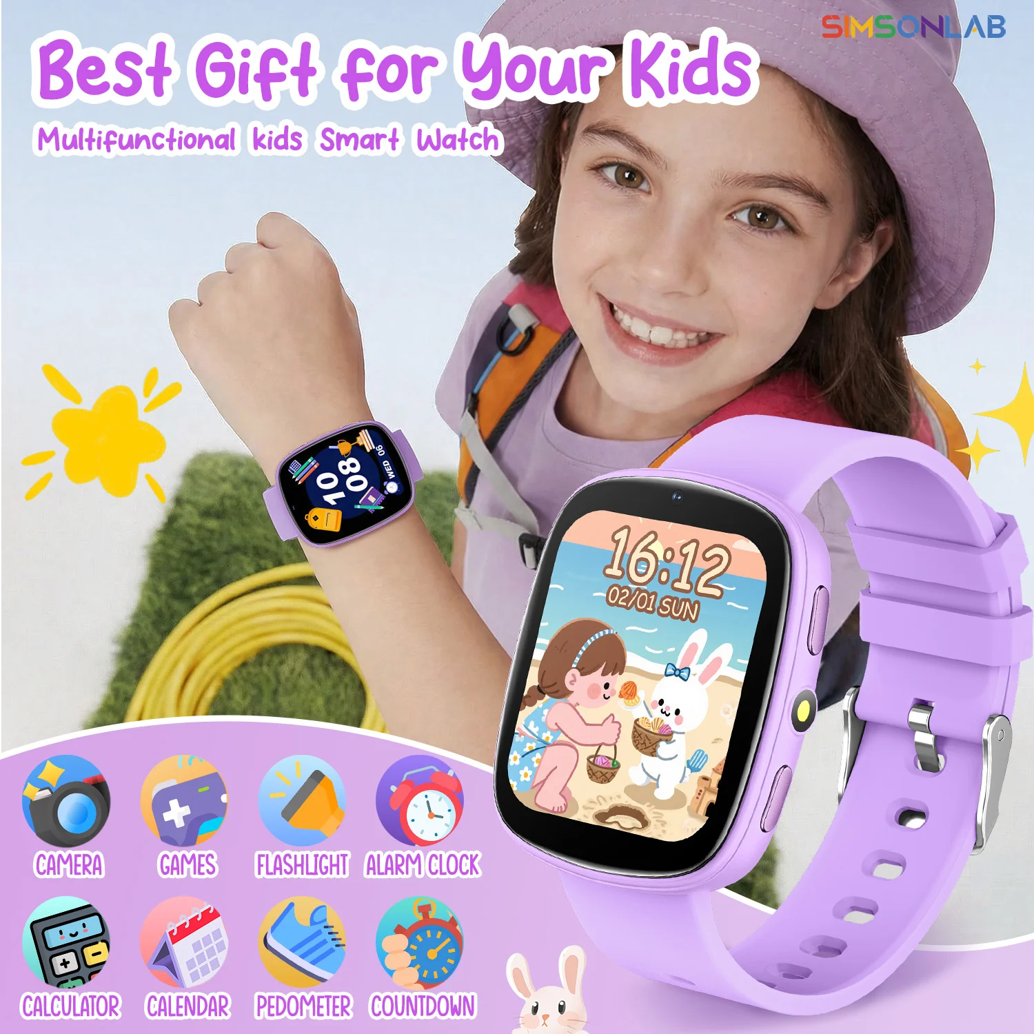 

2026 Детские игры, умные часы, 1,83 дюйма, HD-экран, камера, 22, интересные игры, монитор сна, будильник, калькулятор, детские часы, подарки