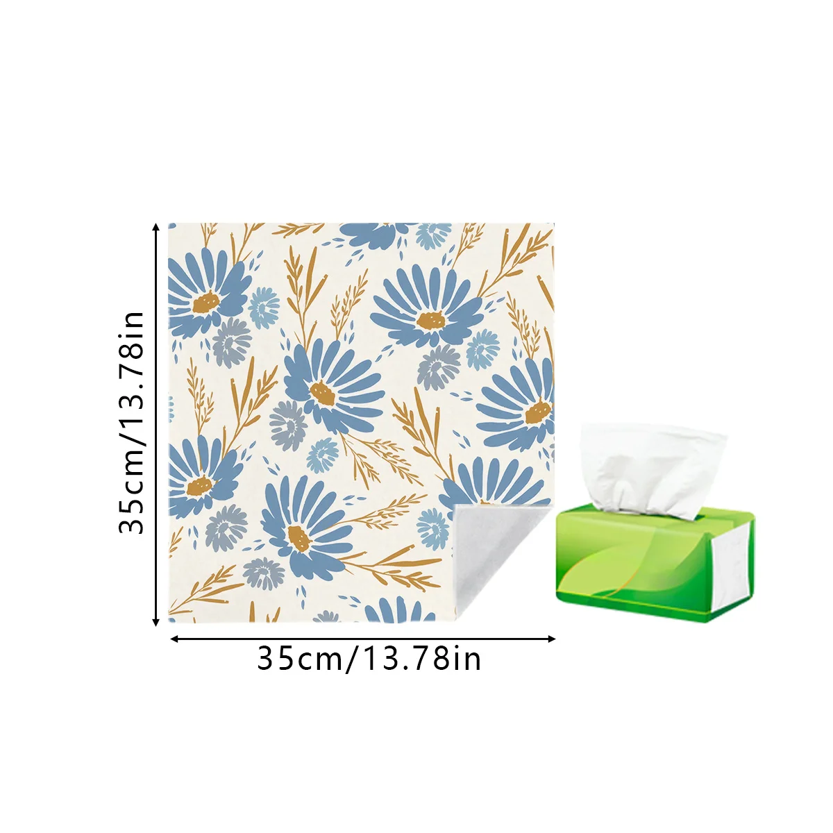 1pc Self-Adhesive Magic Universal Wrapping Cloth 2D Flat Japanese Fresh Misty Blue Daisy Printed Pattern Cloth Makeup Bag - view 3