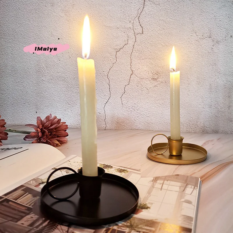 M-Vintage Decorative Iron Candlestick Gold Silver Taper Candle Holder Christmas Birthday Party Wedding Dinner Table Centerpiece